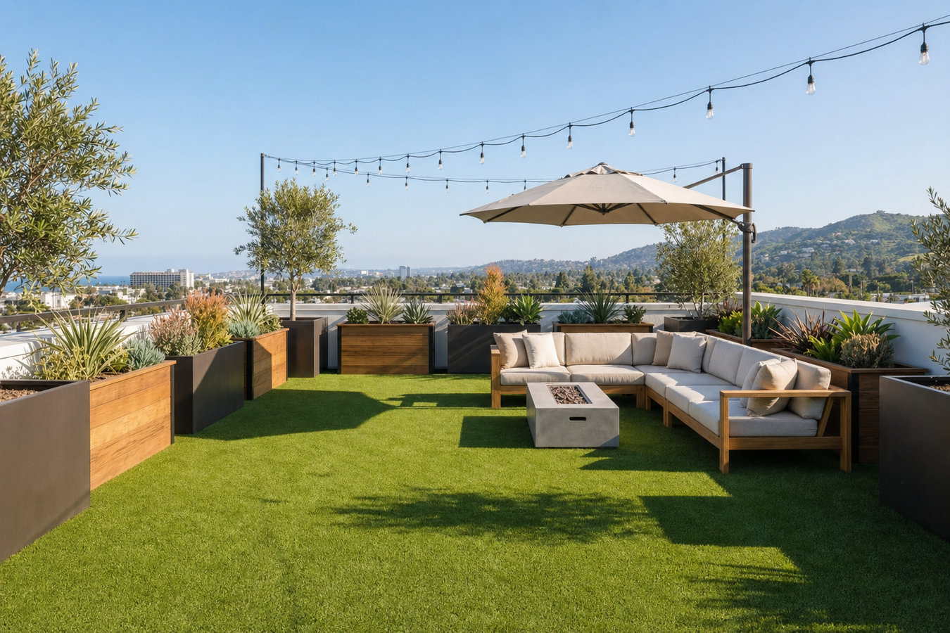 Turf for rooftop gardens